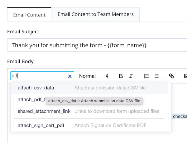 email form CSV data